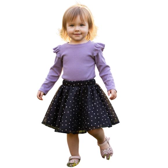 2 Pieces Art Class Black Sparkle Tutu Tule Skirt & Old Navy Polka Dot Skirt - Picture 8 of 12